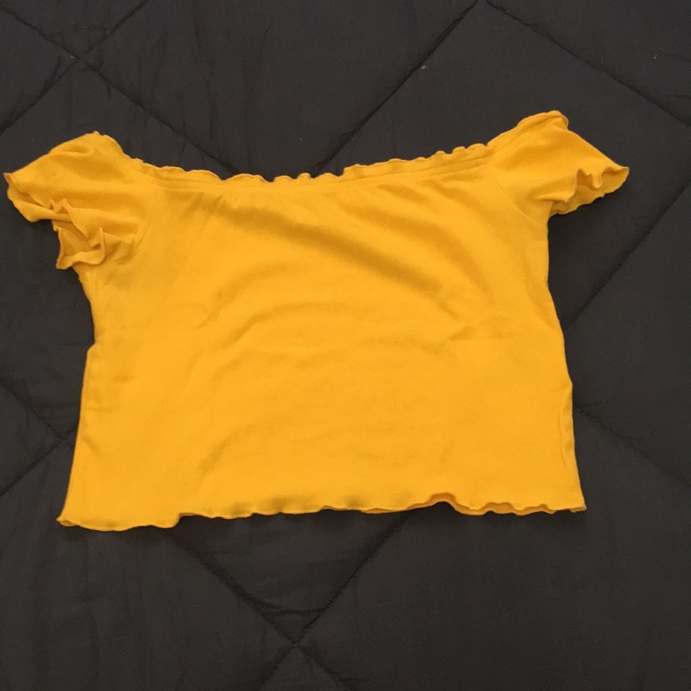 off shoulder yellow crop top